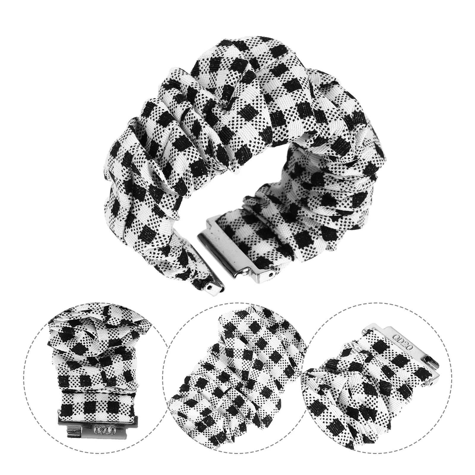 

Elastic Cloth Watch Band Vintage Waterproof Puffy Strap Replacement Unisex Comfortable Lasting Bright Pattern