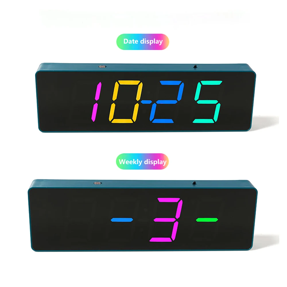 Color RGB Clock DIY Kit LED Alarm Clock Mini Decorative Electronic Digital Alarm Display Temperature Date Week Snooze Function