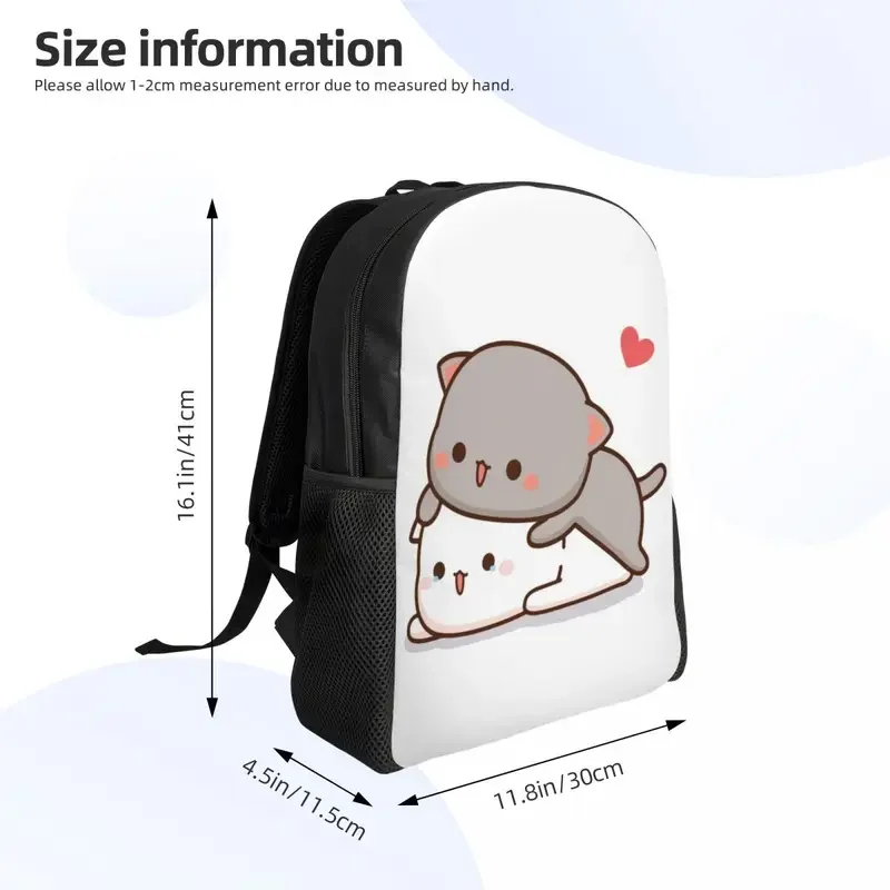 Mochila escolar impermeável para homens e mulheres, bolsa de faculdade, pêssego e Goma Mochi, saco de faculdade