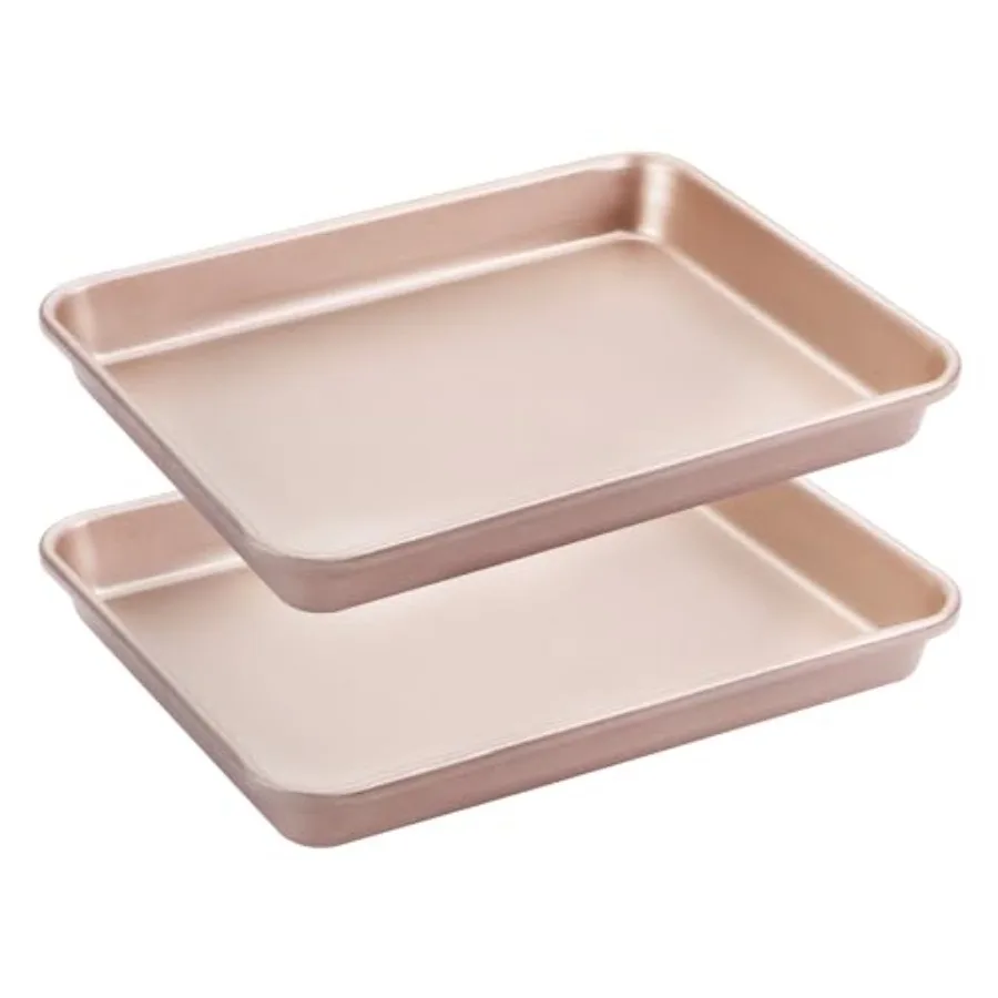 

Pan Nonstick Set of 2, Premium 1/8 Sheet Pan for Baking, Small Cookie Sheet Tray, Dishwasher Safe and Heavy Duty