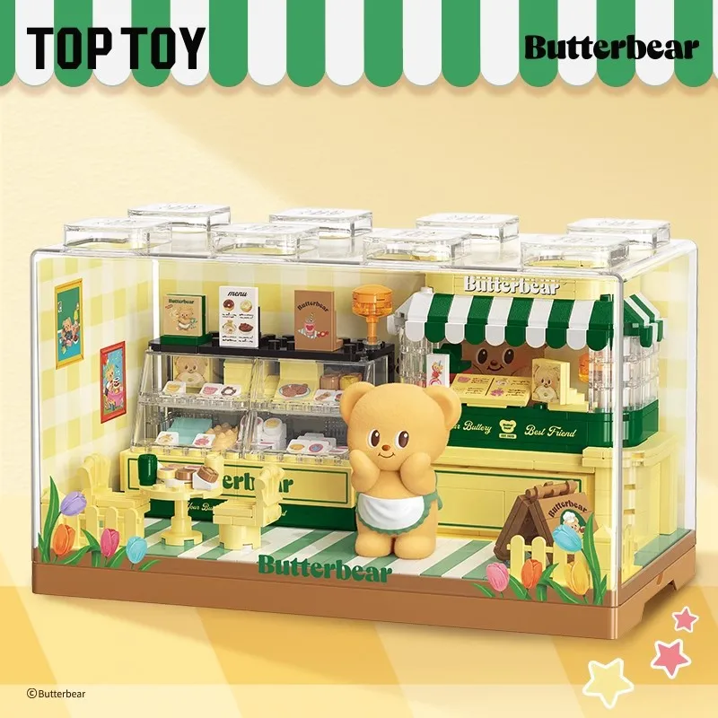 Toptoy Building Blocks Butter Bear Dessert Shop Perpetual Calendar Children Assembly Puzzle Toy Cute Desktop Ornament Girl Gift