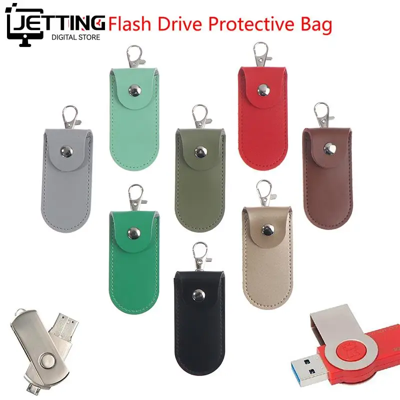 

1pc Pouch Bag Case Protective Leather Key Ring For Usb Flash Drive Pendrive Memory Stick OTG