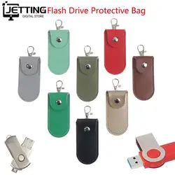 1pc Pouch Bag Case Protective Leather Key Ring For Usb Flash Drive Pendrive Memory Stick OTG