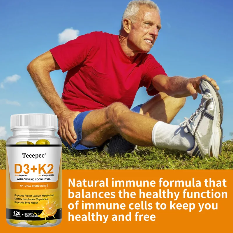 

125 Mcg Vitamin D3, 200 Mcg Vitamin K2, Promotes Strong Bones, Calcium Absorption, Teeth, Heart and Cardiovascular Health