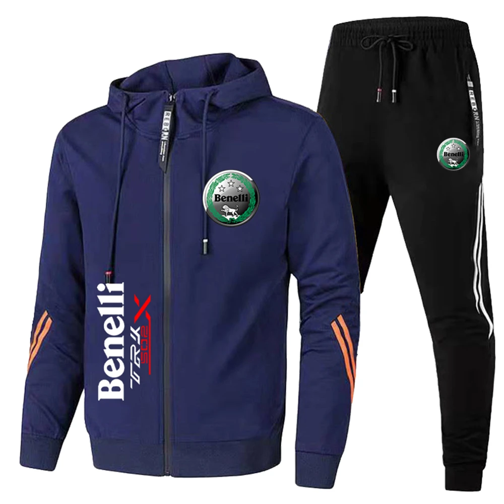 Men's Leisure Brand Benelli Logo Sports Set Fashion Outdoor Fitness Running Exercise Windproof Hoodie Personalized Casual Set