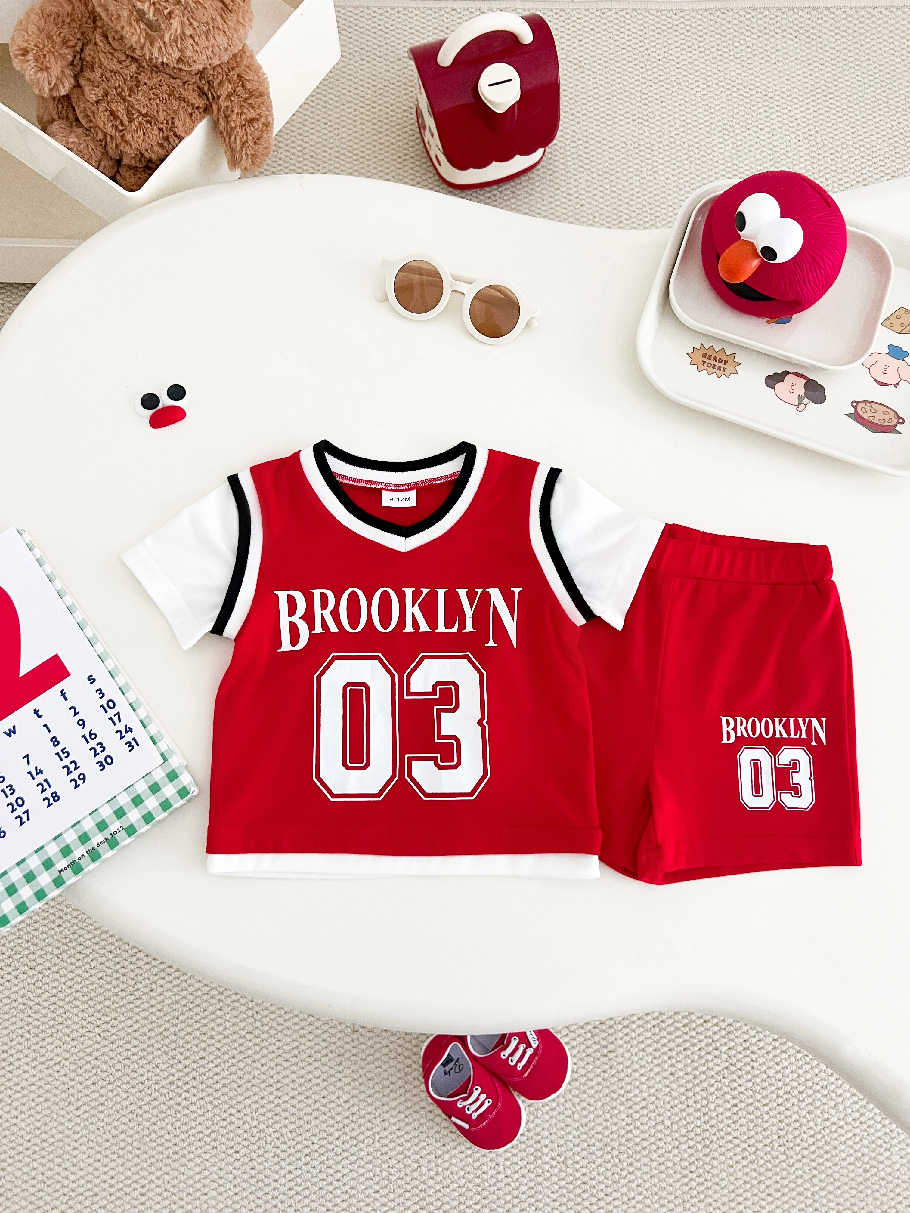 

Summer 0-1 Years Old Cool Boys Short-sleeved Basketball Sportswear Casual 2-Piece Set