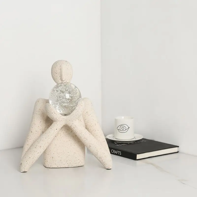 Modern minimalist sandstone abstract hand-held ball figure sculpture office bookcase desktop creative home decoration ornament