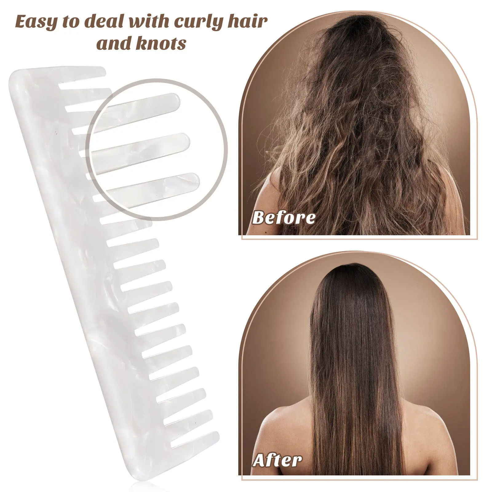 

1Pcs Anti Static Wide Tooth Comb Polished Teeth Detangler Easy Detangle Hair Care Salon Home Hair Comb Colorful Coarse