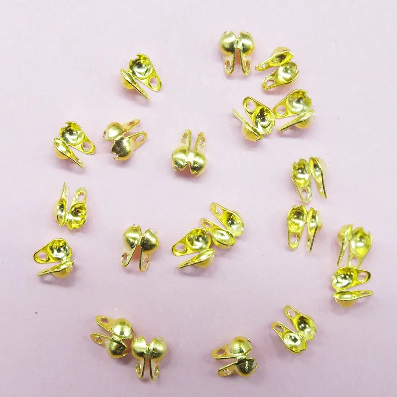 Ouro calottes contas para bola cadeia 2.0/2.4mm, 2000 pcs/lot