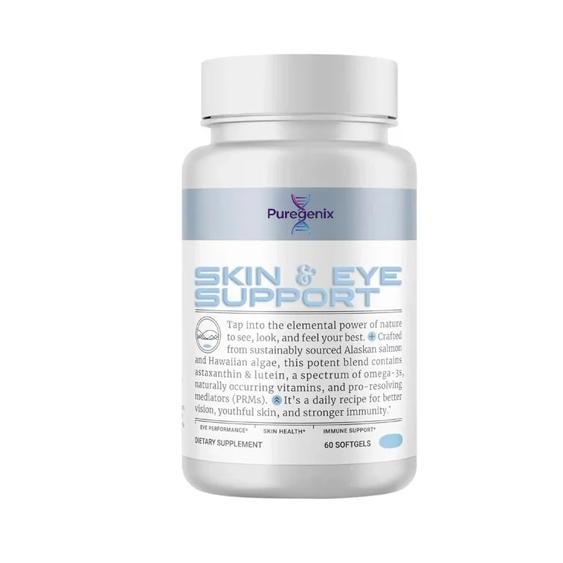 Skin and Eye Support - Omega-3 Complex Containing Alaska Salmon Oil DHA、 Astaxanthin and Lutein, Healthy Eyes and Skin