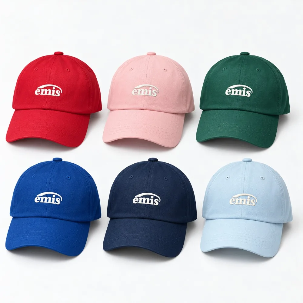 emis Baseball Cap Fashion Unisex Korean Style Soft Crown Hat Embroidered Small Logo Casual Curved Brim for Men Women Daily Wear