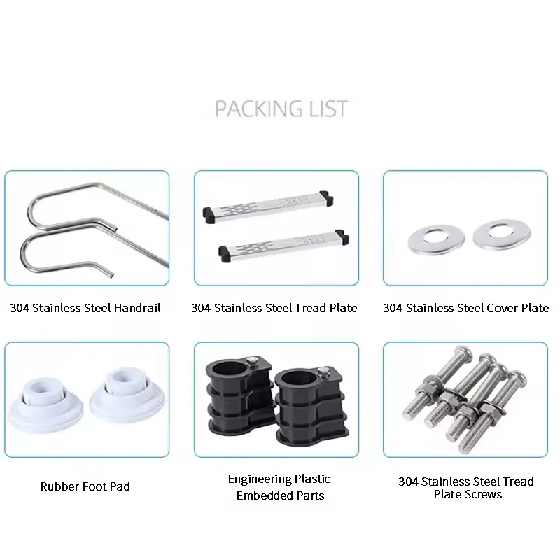 Tangga Kolam Renang Stainless Steel 304 Berkualitas Premium, Aksesori Esensial untuk Kolam Renang