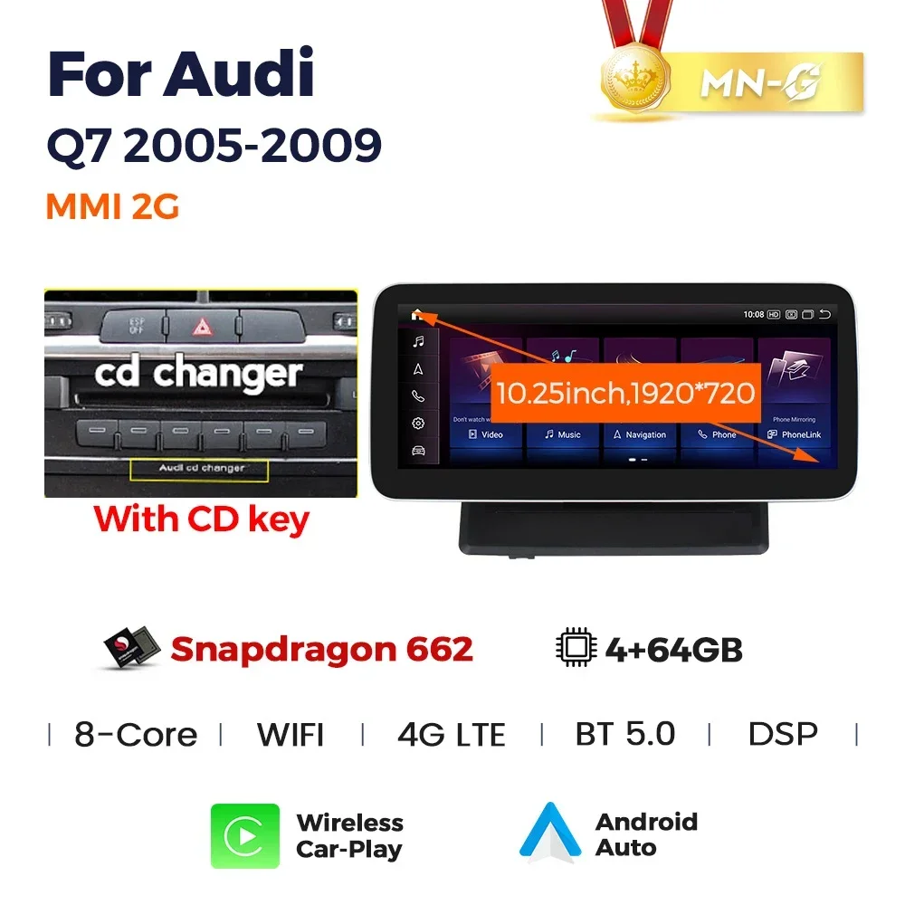 NaviFly Snapdragon 662&680 Newest Android Car Navigation for Q7 1920*720 Support 360 View Voice Control DVR