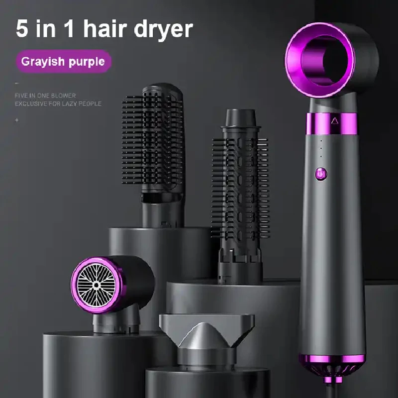 5 In 1 Hair Dryer Electric Hot Air Brush Multifunctional Hair Straightener Curler Blow  Dryer Styling Set