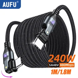 AUFU 240W USB C타입 케이블, 맥북 프로 고속 충전 3.1, 5A 고속 충전 충전기 코드, 아이폰 15 삼성 샤오미