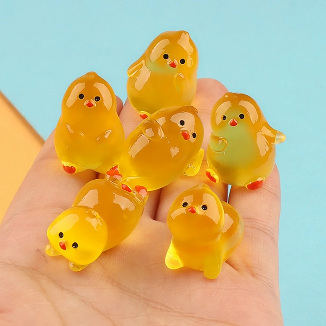 20pcs Glow Chubby Chick Resin Charms - Cream Glue DIY Crafts for Hair Accessories, Headbands & Terrarium Decor