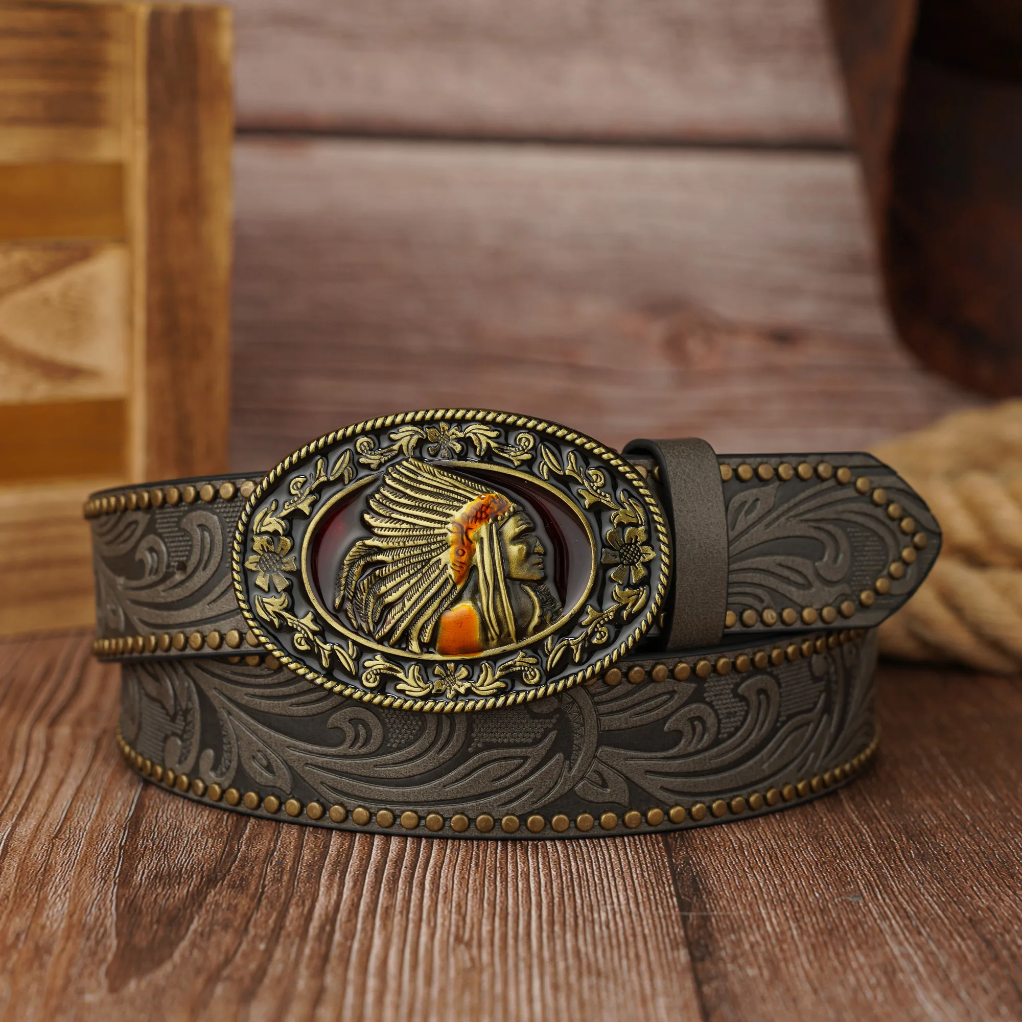 حزام برشام مزخرف من الدانتيل Ann Chieftain ذو إبزيم من البولي يوريثان #4