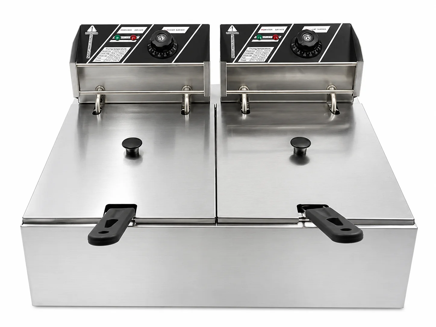 Commercial Stainless Steel Double Tank Electric Deep Fryer For Chicken Steak French Fries Snack Shop Catering Equipment