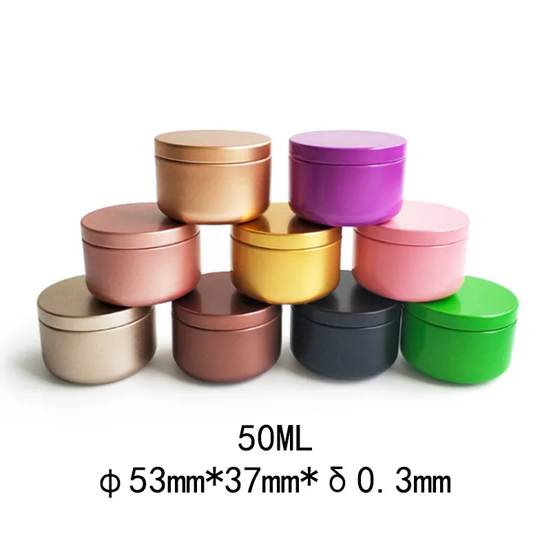 20/50pcs Aluminum Candle Tin 50ml Round Candle Containers Cosmetic Jars Oil Cream Pot Empty Aromatherapy Sealed Metal Can Travel