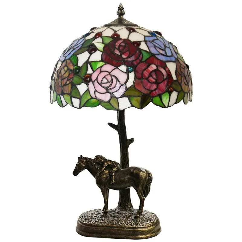 مصباح مكتبي لغرفة النوم على شكل حصان أوروبي مقاس 12 بوصة لتزيين متجر الفن