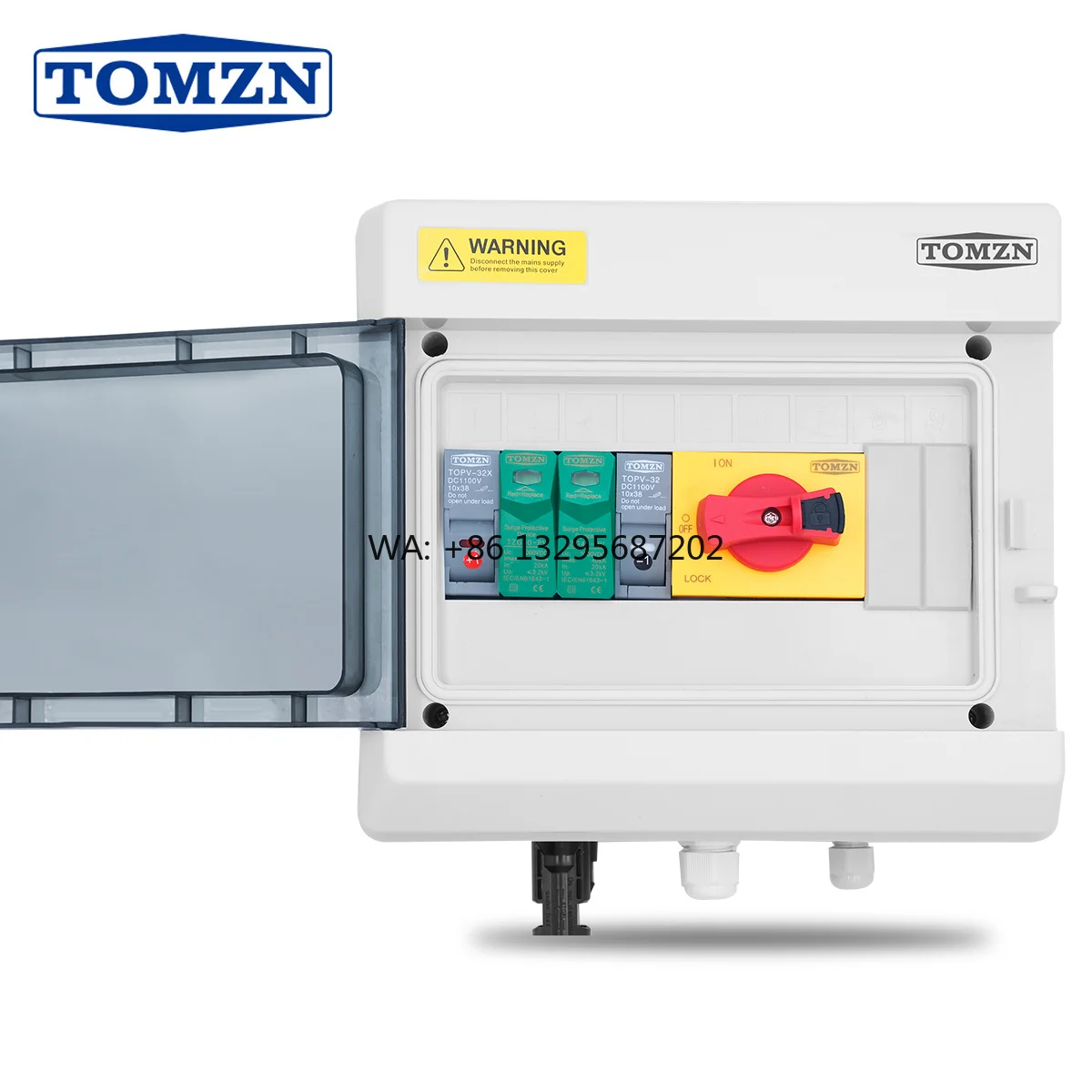 Solar Photovoltaic PV Combiner Box With Lightning Protection 9ways 1 Input 1 Out DC 1000V Fuse SPD Waterproof Box IP65