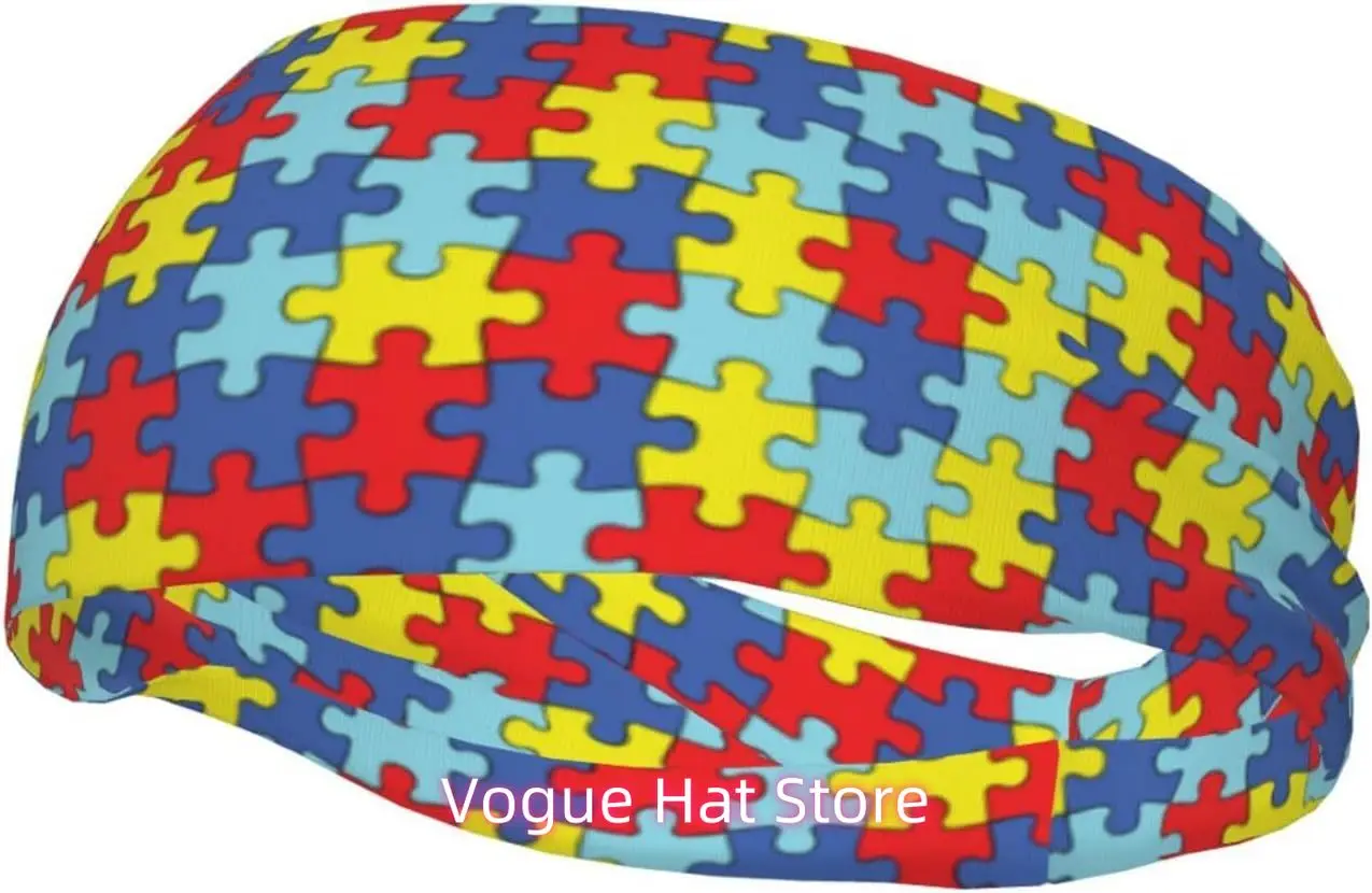 

Autism-4 Sweatbands Sports Headband,Breathable Sport Yoga Workout Turban Headband for Women Men Hair Accessories