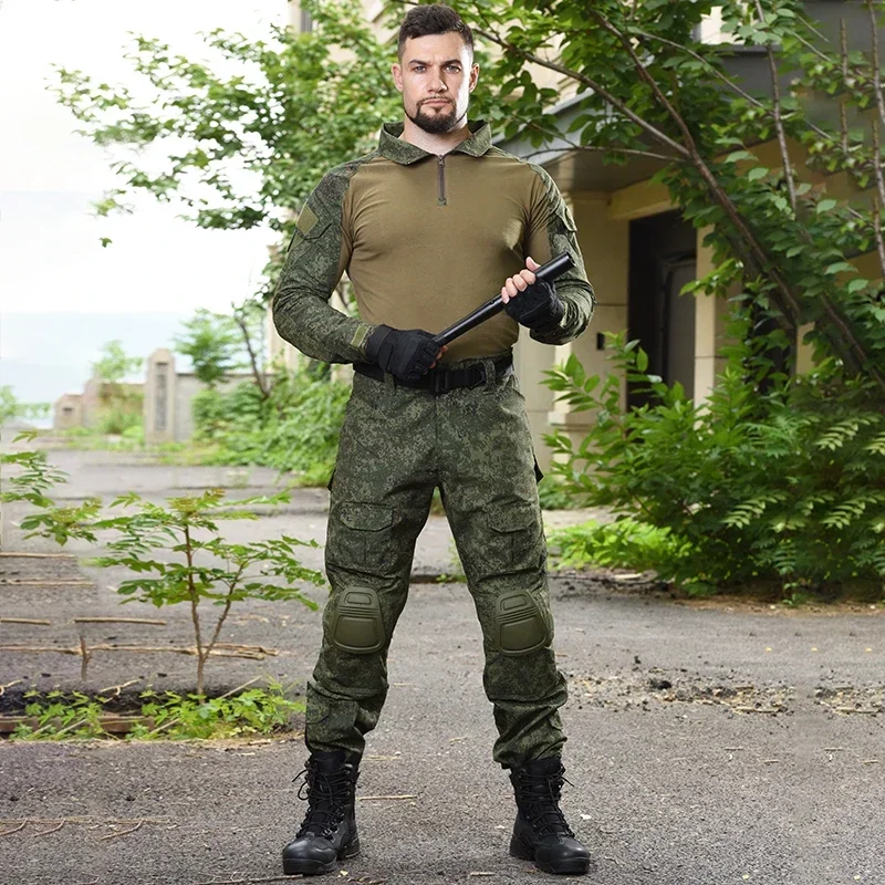 Outdoor Uniform Men Clothes Suits With Pads Wear Resistant Training Hunting Shirts Pants Sets Pant Men Waterproof