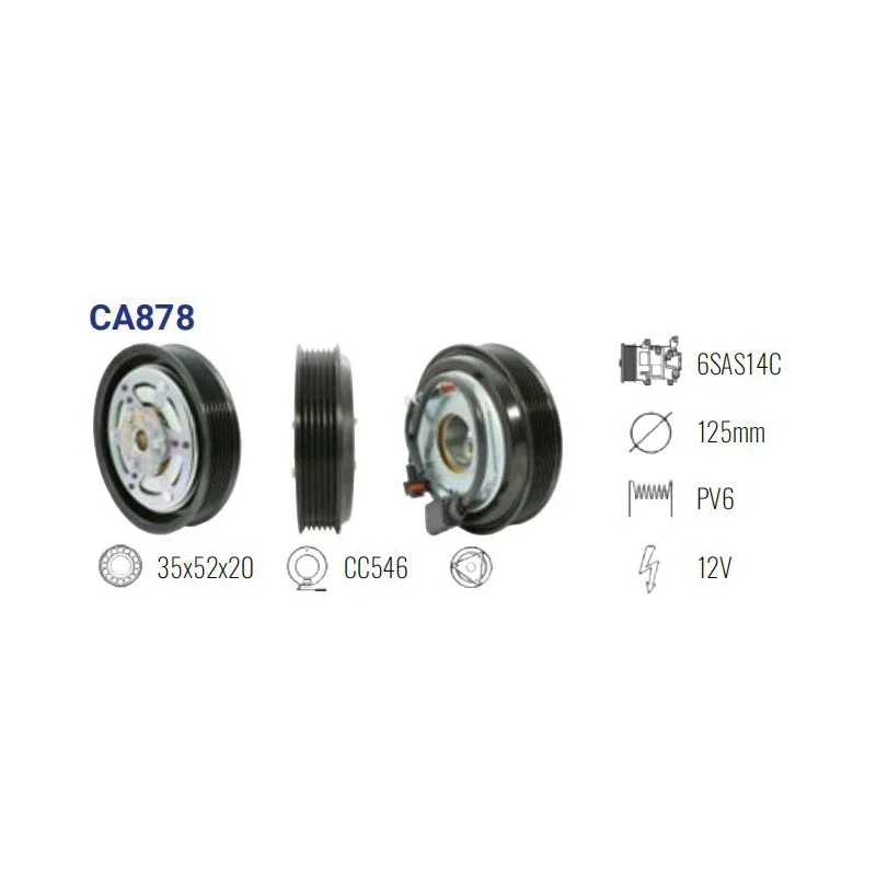 

CA878 CLUTCH ASSEMBLY 6SAS14C 6PK 12V for AUDI A6 S6 4G / A7 S7 / Q7 4M0820803M / 447140-1511