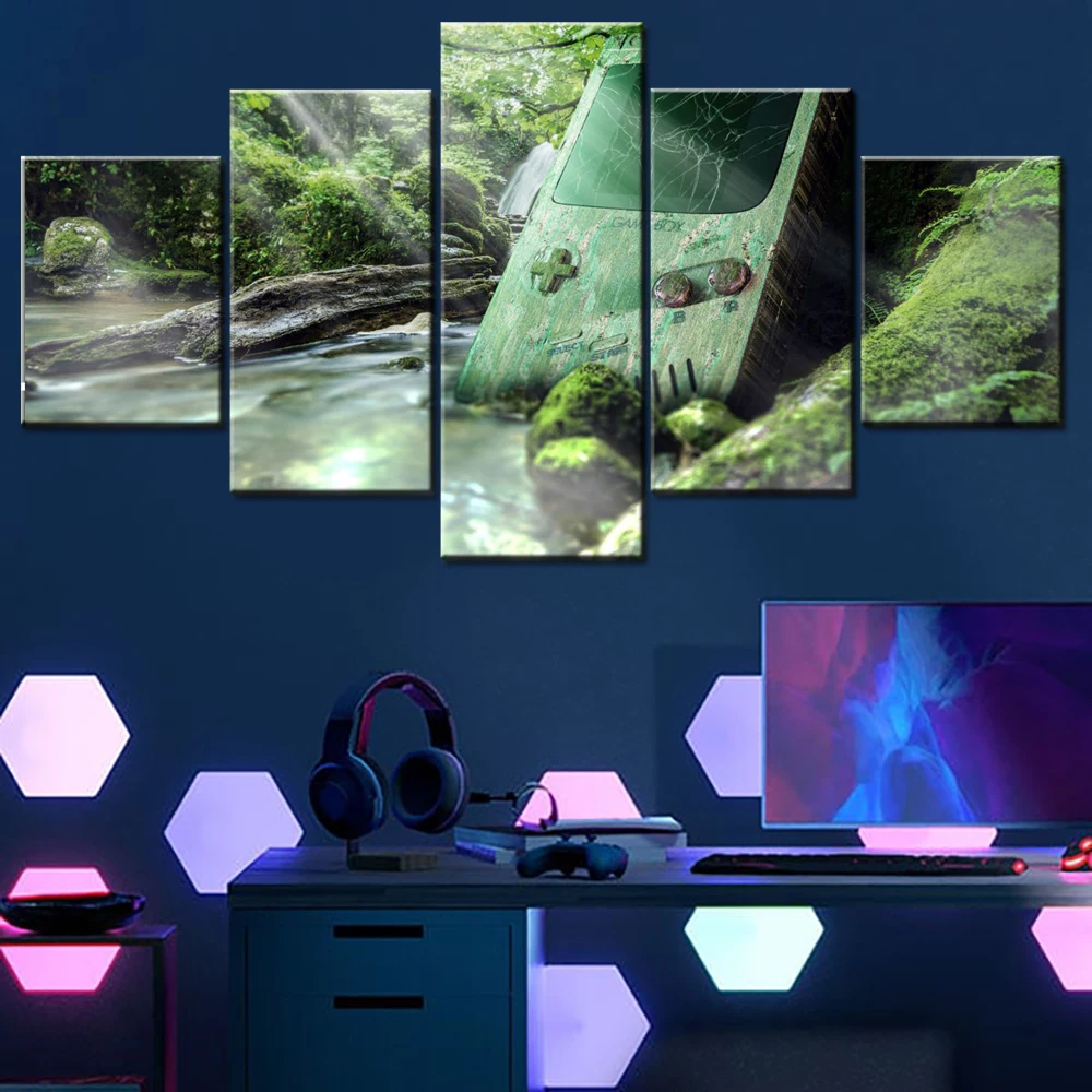 

5 Pieces Canvas Wall Arts Poster Painting Technology Anonymous Programmer Wallpaper Home Decor Picture Printing Artwork Mural