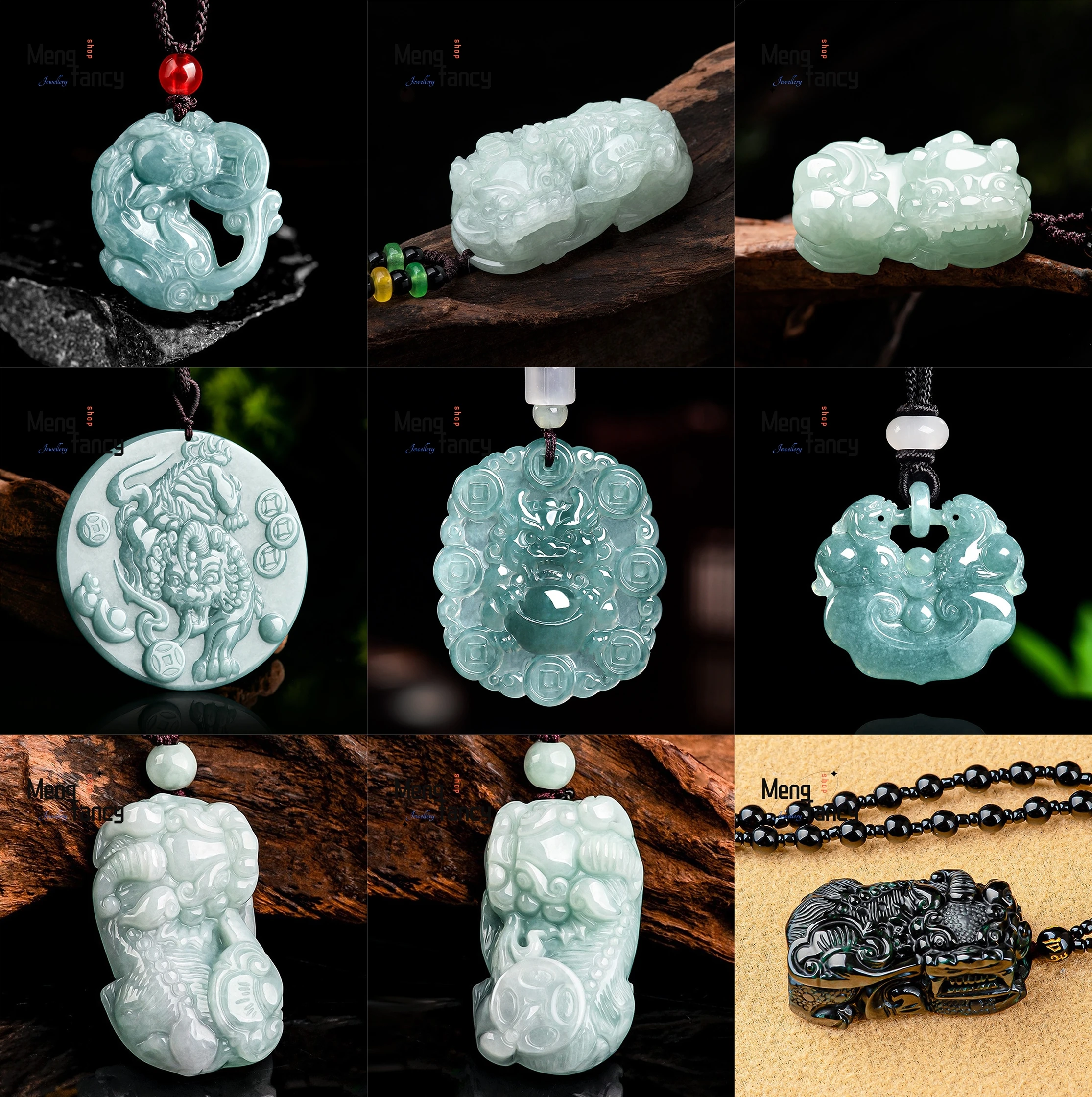 Natural A-grade Blue Water Jadeite Fortune Ruyi Flying Pixiu Ice Jade Pendant High-grade Couple Luxury Jewelry Fine Holiday Gift