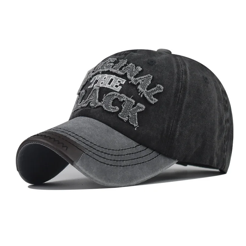 

Classic Washed Vintage BLACK Baseball Outdoor Versatile Large Letter Washed Cotton Golf Dad Hat