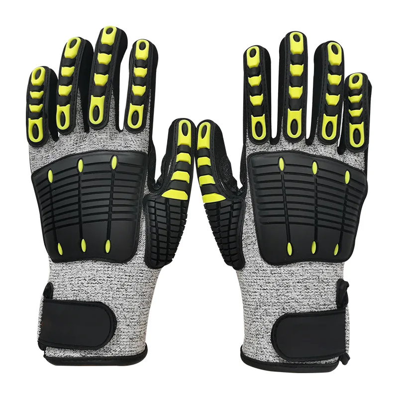 Anti Vibration Gloves SBR Padding TPR Protector Impact Men Mechanic Work Gloves Gardening Gloves