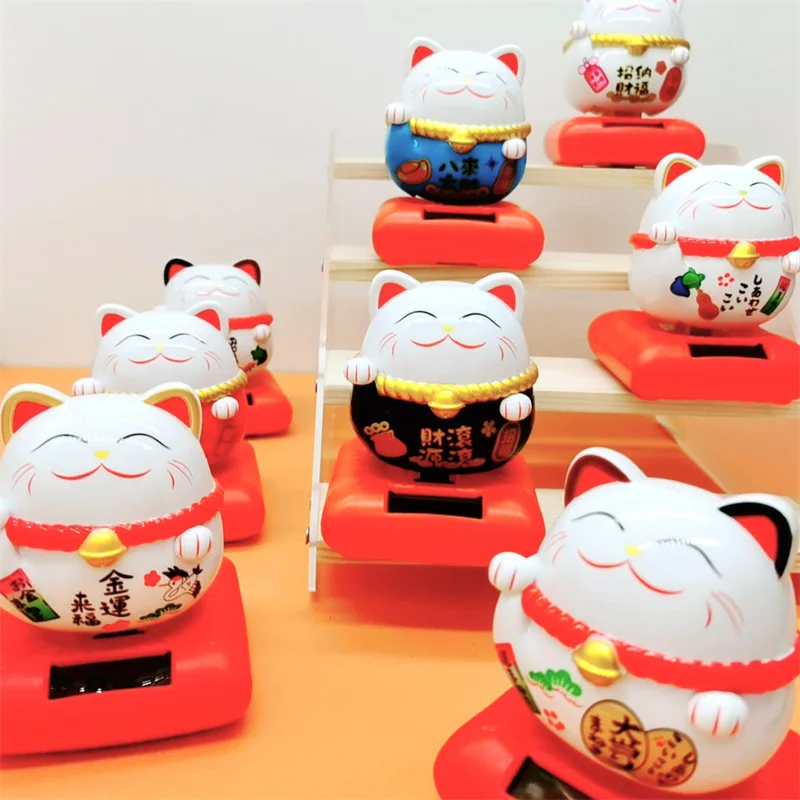 

Solar Lucky Cat Ornaments for Car Dashboard Installation Cute Decorative Ornaments Car Supplies