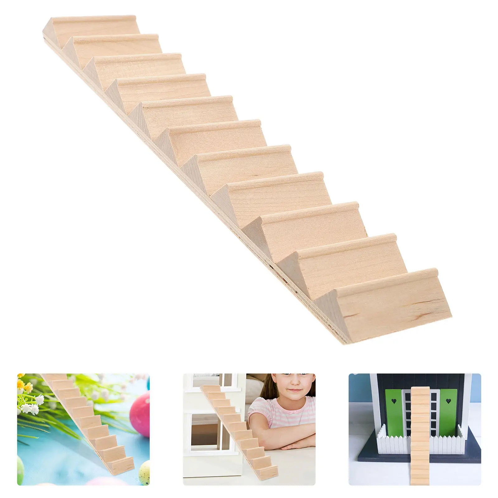 

1 шт. миниатюрная деревянная лестница 1:12 для миниатюрной мебели, лестница с натуральной текстурой дерева, декоративная лестница для масштаба 1:12