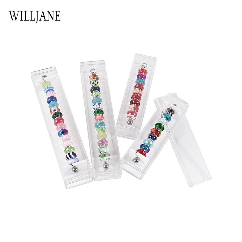 Acrylic Pandora Jewelry Charms Storage Box Bracelet Beads Rondelles Display Holder Bar Travel Carrying Case Trollbeads Container