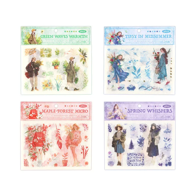 6 шт./упаковка, бумажные стикеры с рисунком девушки