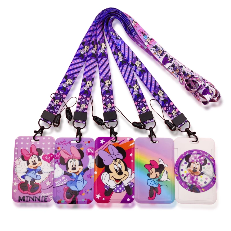 

Disney Minnie ID Badge Holder Lanyard Girl Credit Card Case Neck Strap Boys Card Holder Phone Rope Credentials Accessories Gifts