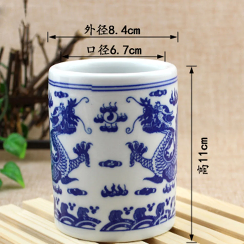 High Quality  Round Ceramic Pen Holder Office Desk Decoration Student Desk Storage Supplies