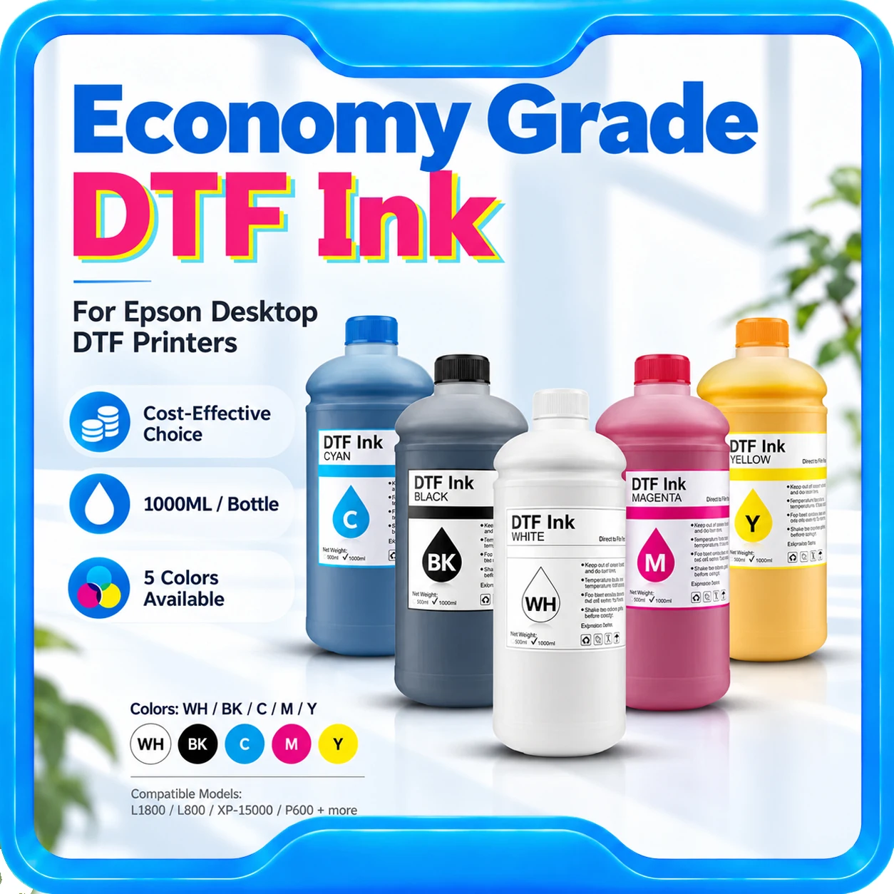 1000ML DTF Ink Direct Transfer Film Heat Transfer For Epson I3200 P800 L1800 1390 L800 L805 1430 3880 PET Film Ordinary Quality
