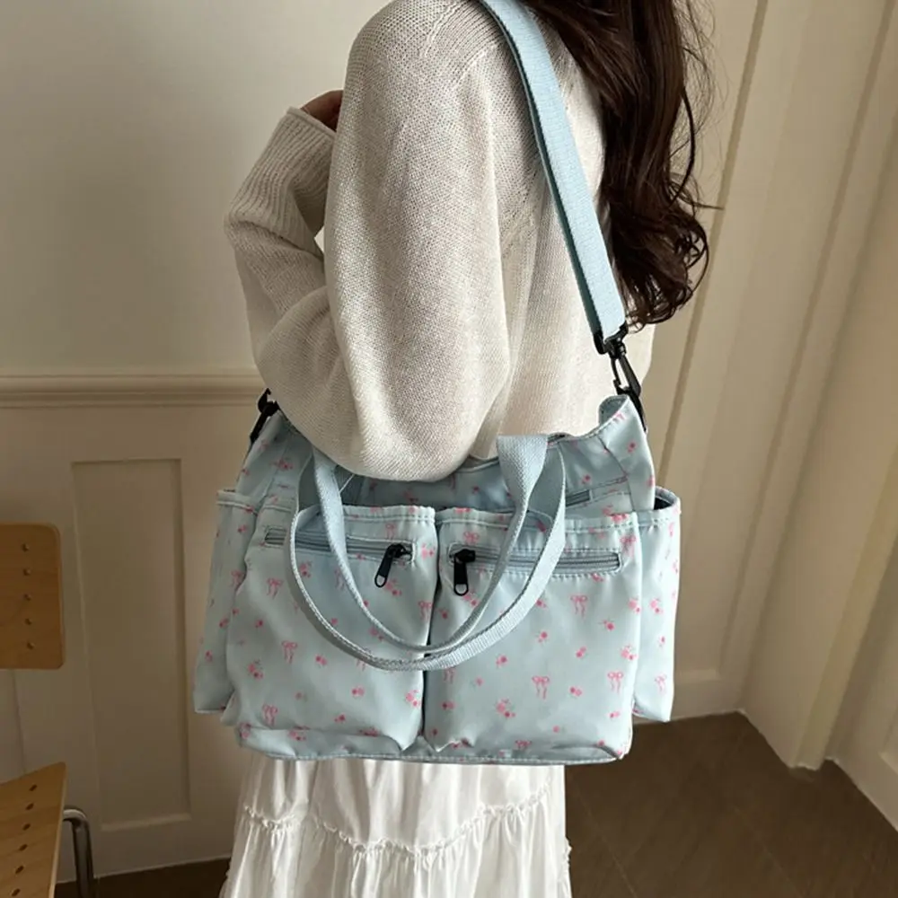 

Casual Large Capacity Tote Bag Bow Multi-Pocket Shopping Bag Waterproof Adjustable Strap Crossbody Bag