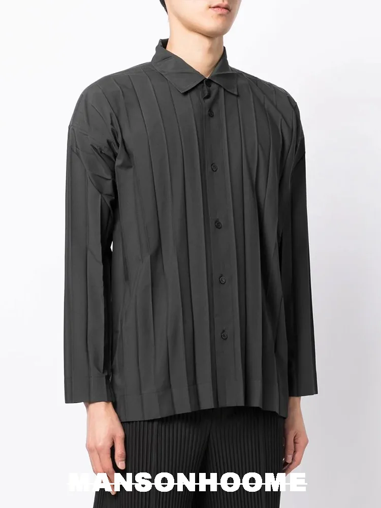 MIYAKE Wrinkle Minimalist Series Sophisticated Wrinkled Shirt Soft Fit Silhouette Long-Sleeved Casual Shirt Men's Spring/Summer