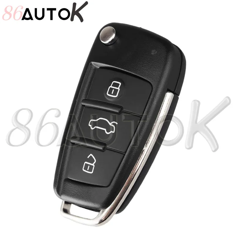 For Audi Q7 B7 Q3 A3 TT A2 A8 A6 A6L A4 S5 C5 C6 B6 Replacement Remote Car Key Shell Flip Key Folding Car Key Case 3 Buttons