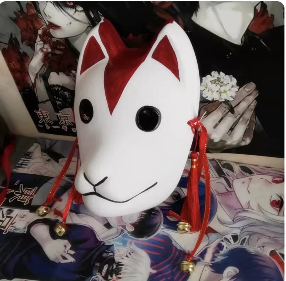 

Японский Кицунэ Шиппуден Хатаке Какаши Маска Лисы Косплей Реквизит для Хэллоуина Карнавал Маскарад Нох Киоген Кабуки Представление