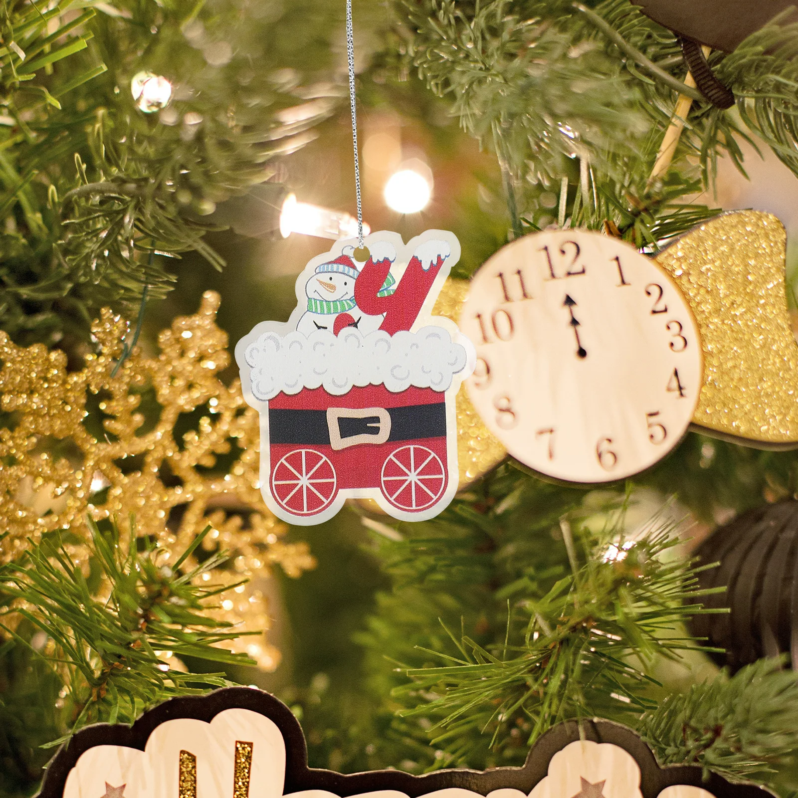 

4Pcs Xmas Tree Hanging Ornaments Festive Christmas Decorations Cute Shapes Acrylic Pendants for Holiday Home Party Decoration