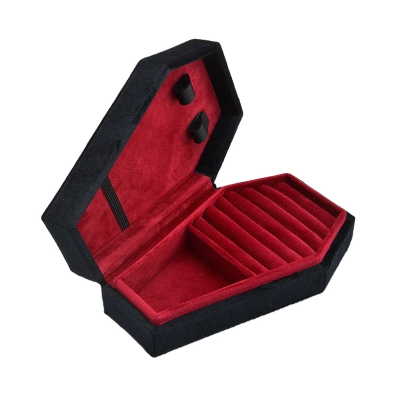 Velvets Jewelry Storage Box Coffin Rings Necklace Earring Box Display Cases Desktop Decoration Jewelry