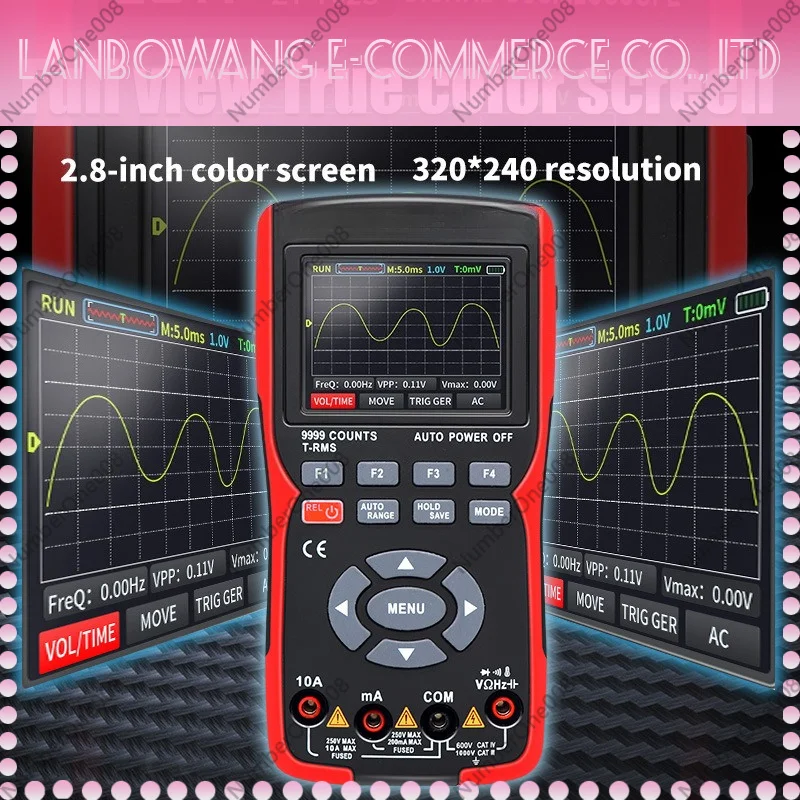2 in 1 Handheld Oscilloscope Multimeter 10MHz 48MSa/s Waveform Signal Generator Tester 9999 Counts for Electronic Repair