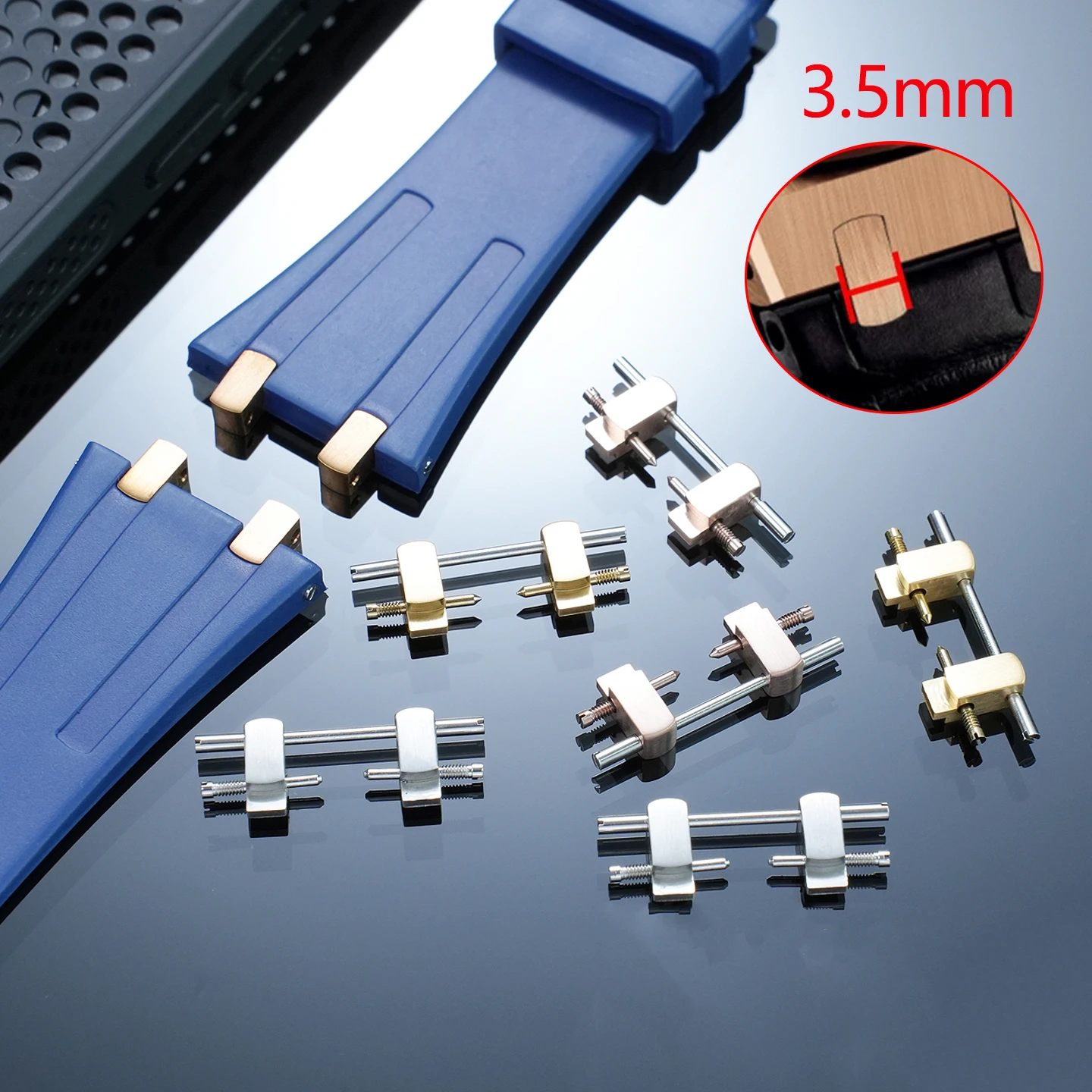 3.5mm stainless steel adapter for Audemars Piguet Royal Oak series 15500/15400/26331 rubber/leather strap convex end connector