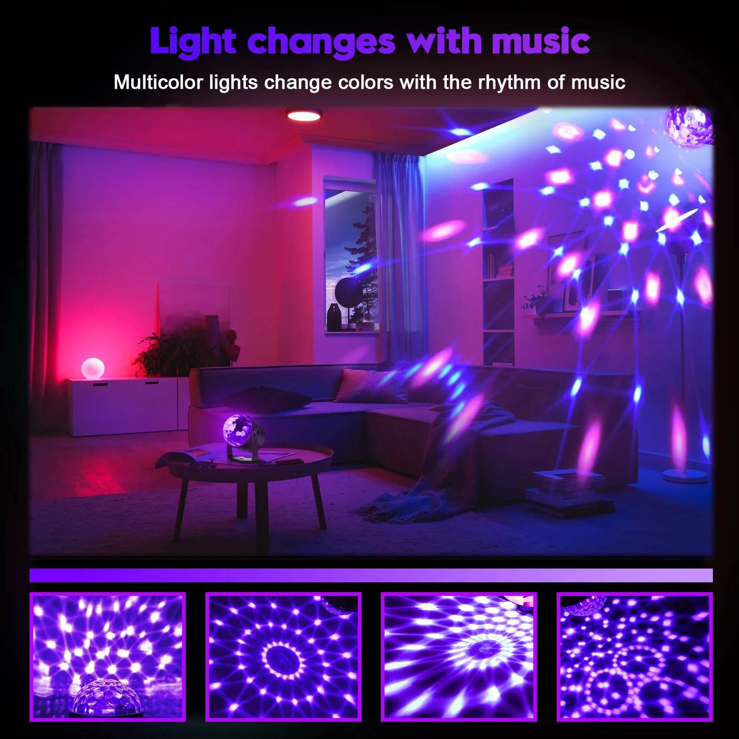 U'King 8PCS UV LED Bühne Disco Licht Rotierenden DJ Ball Strobe Fernbedienung Sound Control Magic Ball Licht Party Club wirkung Bühne Licht – Detail 4