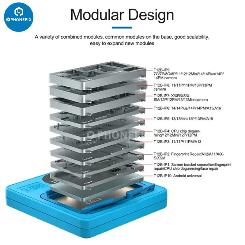 Imagem -04 - Motherboard Layering Tin Planting Plataforma de Aquecimento para Iphone X15 Pro Max Android Phone Cpu Face id Repair Sunshine-ss-t12b