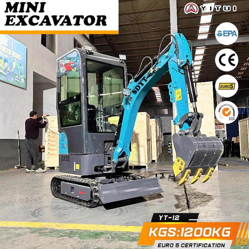 حفارة صغيرة 1.2 طن مخصصة من النوع الزاحف من نوع الزاحف أجهزة مساعدة قابلة للاستبدال لساحة تجديد المنزل والمزرعة #3